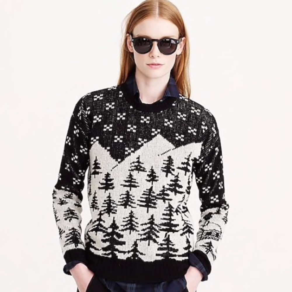 J.Crew Snow Cabin Forest Wool Sweater, Size XL - Picture 2 of 11